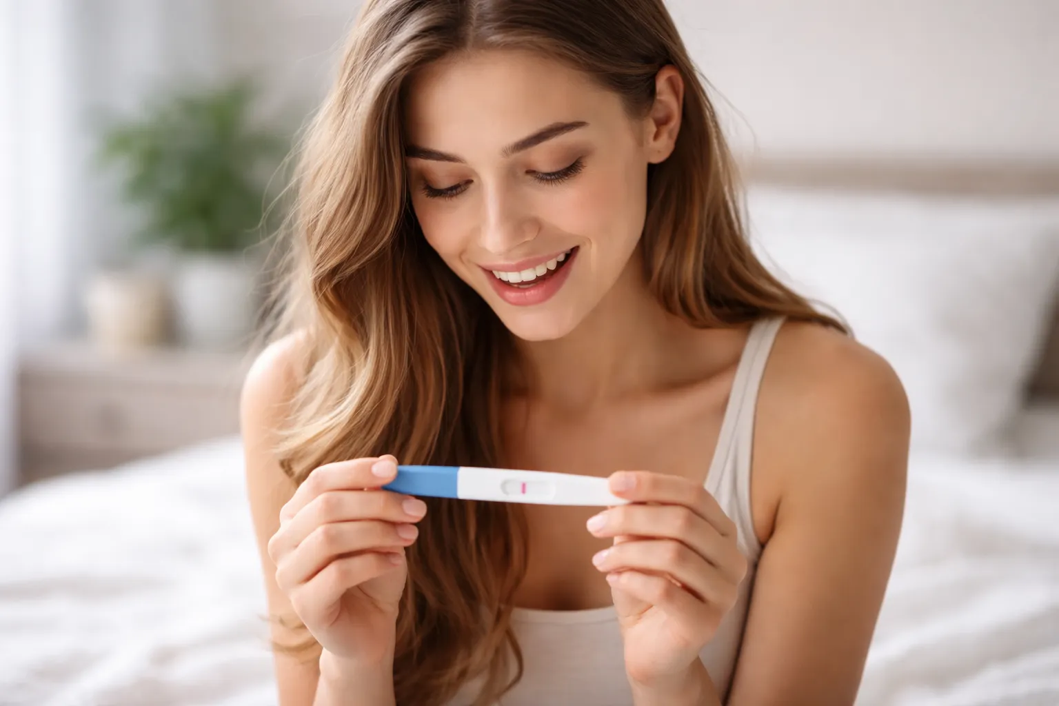 Девушка с тестом на беременность
